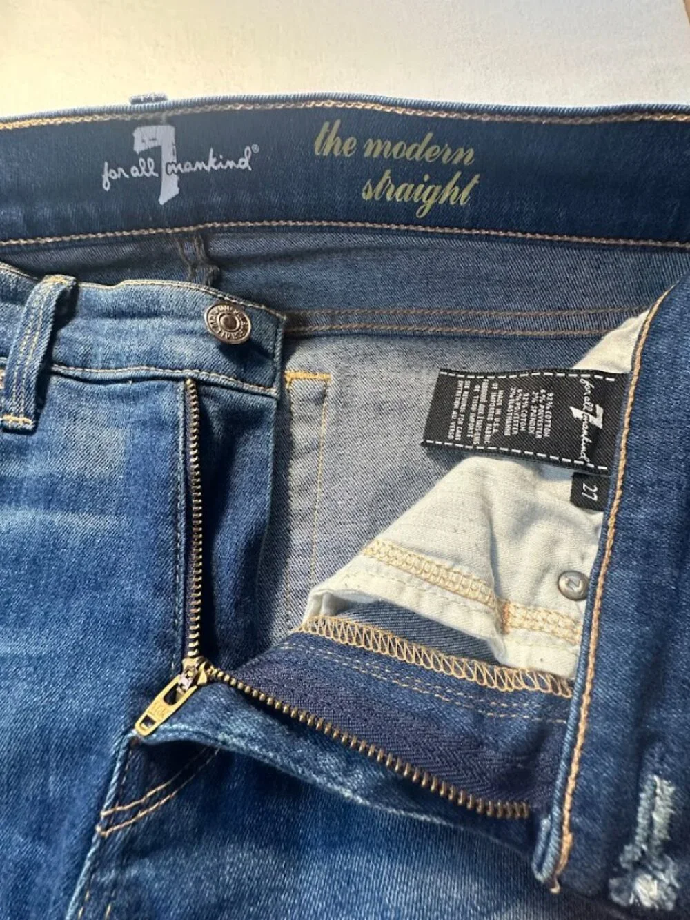 Women's 7 For All Mankind The Modern Straight Jeans Size 27 - Picture 4 of 10
